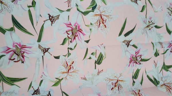 Italian Designer Cotton Bodecin Lily Digital Print Fabric/Lilies Print Fabric/Haute Couture Fabric for dress/ Sale on HC Fabric 2 ⋆