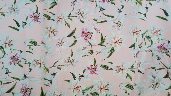 Italian Designer Cotton Bodecin Lily Digital Print Fabric/Lilies Print Fabric/Haute Couture Fabric for dress/ Sale on HC Fabric 4 ⋆