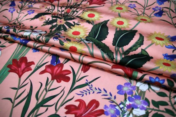 New Collection Designer Fabric #2Pink Silk Stretch Satin Italian Fabric/Haute Couture Fabric Silk Digital Inkjet /Fashion Fabric 3 ⋆