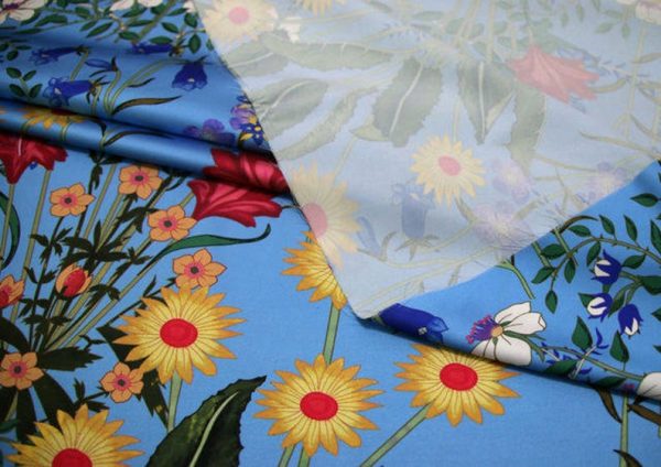 New Collection Silk Fabric Spandex Satin Italian Designer Fabric Colour Blue #1/Haute Couture Fabric 100% Silk Digital Inkjet fabric 8 ⋆
