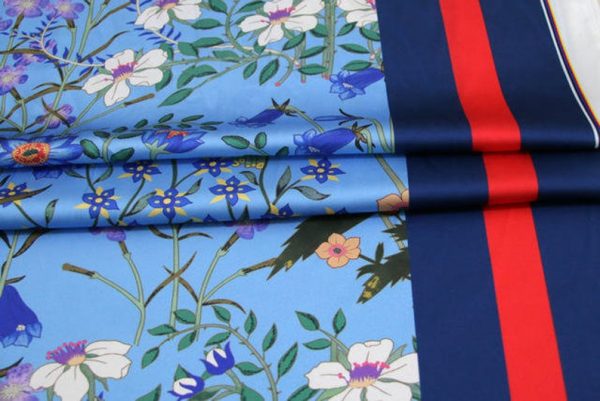 New Collection Silk Fabric Spandex Satin Italian Designer Fabric Colour Blue #1/Haute Couture Fabric 100% Silk Digital Inkjet fabric 7 ⋆