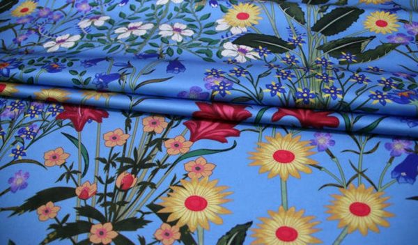New Collection Silk Fabric Spandex Satin Italian Designer Fabric Colour Blue #1/Haute Couture Fabric 100% Silk Digital Inkjet fabric 6 ⋆
