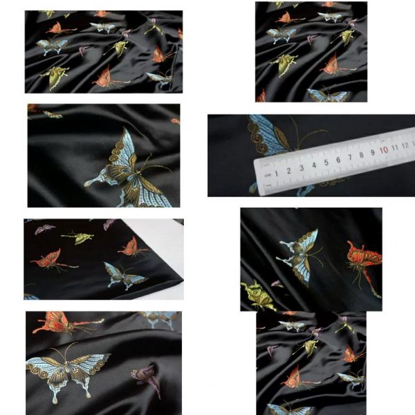 Italian Designer Fabric Silk Satin Butterfly Pattern/fashion Week Fabric New Collection Italian Fabrics 3 ⋆