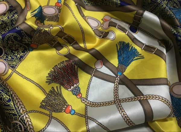 Rare Colour Silk Stretch Inkjet 19momme Italian Authentic Designer Fabric Fashion 95%silk, 5spandex/Inkjet Belt Print Fabric 8 ⋆