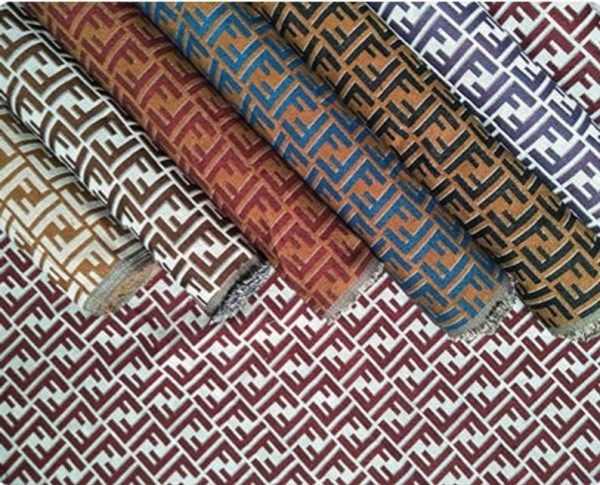 Fendi Jacquard Fabric Clothing and Upholstery 30%Cotton 70 Polyester 340gr width 145cm/BLUE letter Print Fendi Brocade Fabric Varies Colours 8 ⋆ Rozitta Rapetti