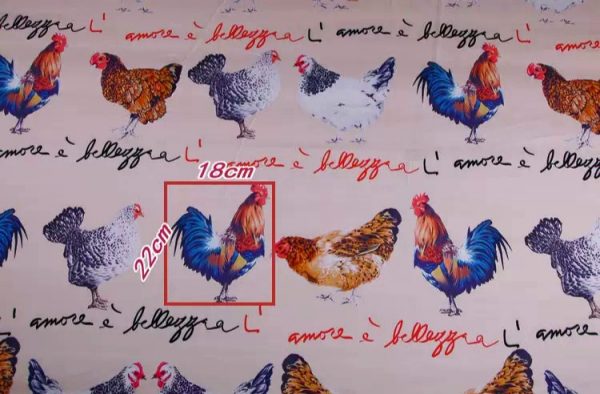 Hen Print Fabric/Haute Couture Italian Fabric/Hens and Cockerel print Silk Imitation Fabric 5 ⋆