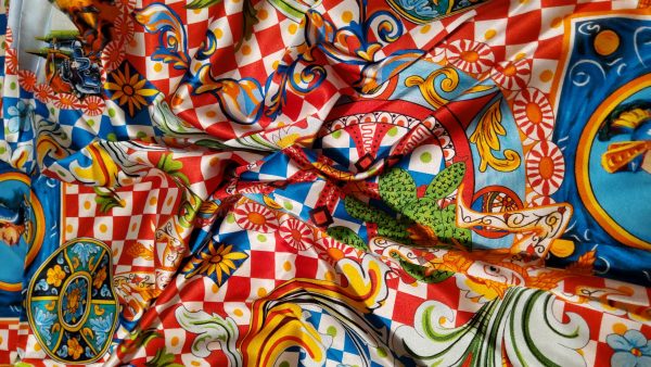 Majolica Silk Fabric/Sicily Show Fabric/Majolica Print Silk Fabric/Knight Print Majolica Silk 2 ⋆