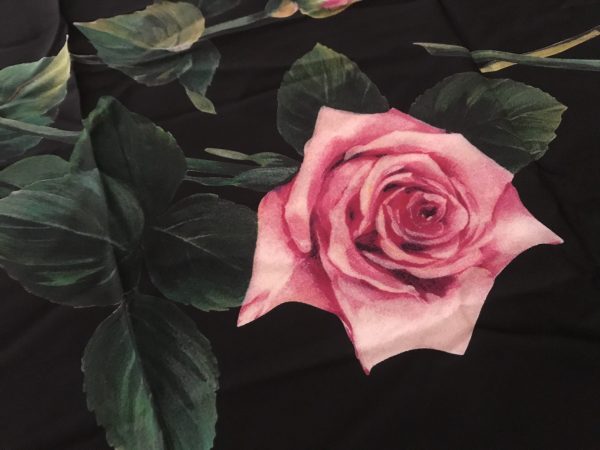 Dolce Gabbana Silk Crepe Rose Print New