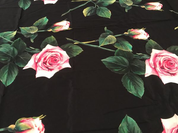 Dolce Gabbana Silk Crepe Rose Print New