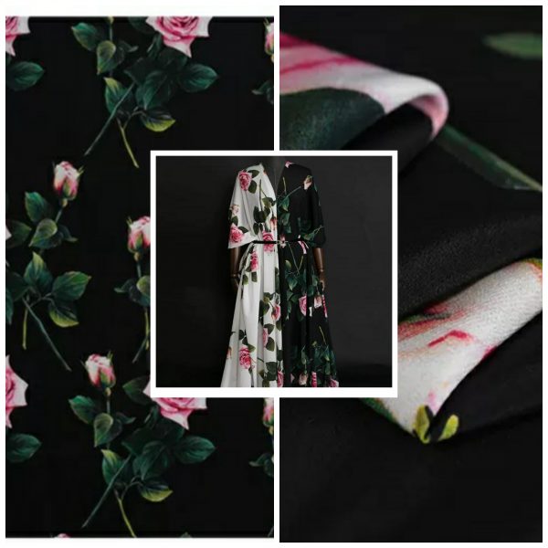 Dolce Gabbana Silk Crepe Rose Print