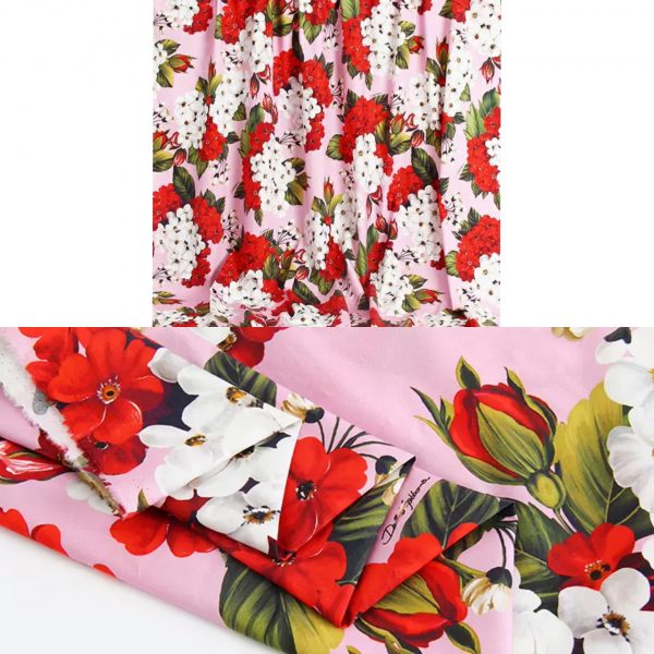 Dolce Gabbana Silk Geranium Design Fabric