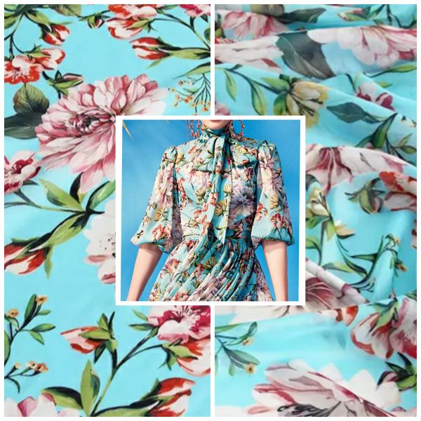 Italian Designer Cotton Poplin Flowers print fabric