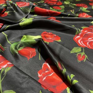 Silk Red roses pattern fabric