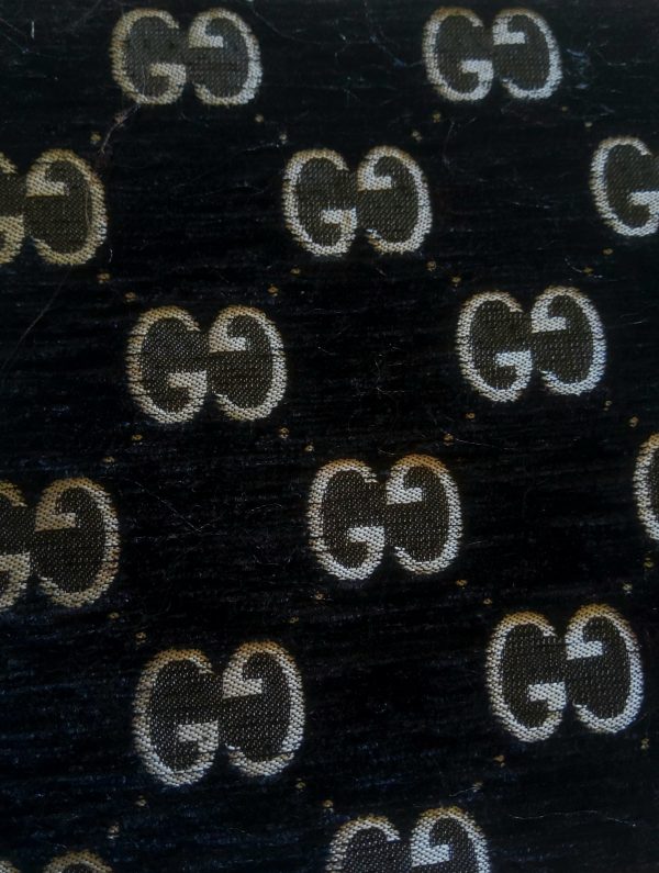 Gucci Velvet Silver Embroidery Logo Fabric