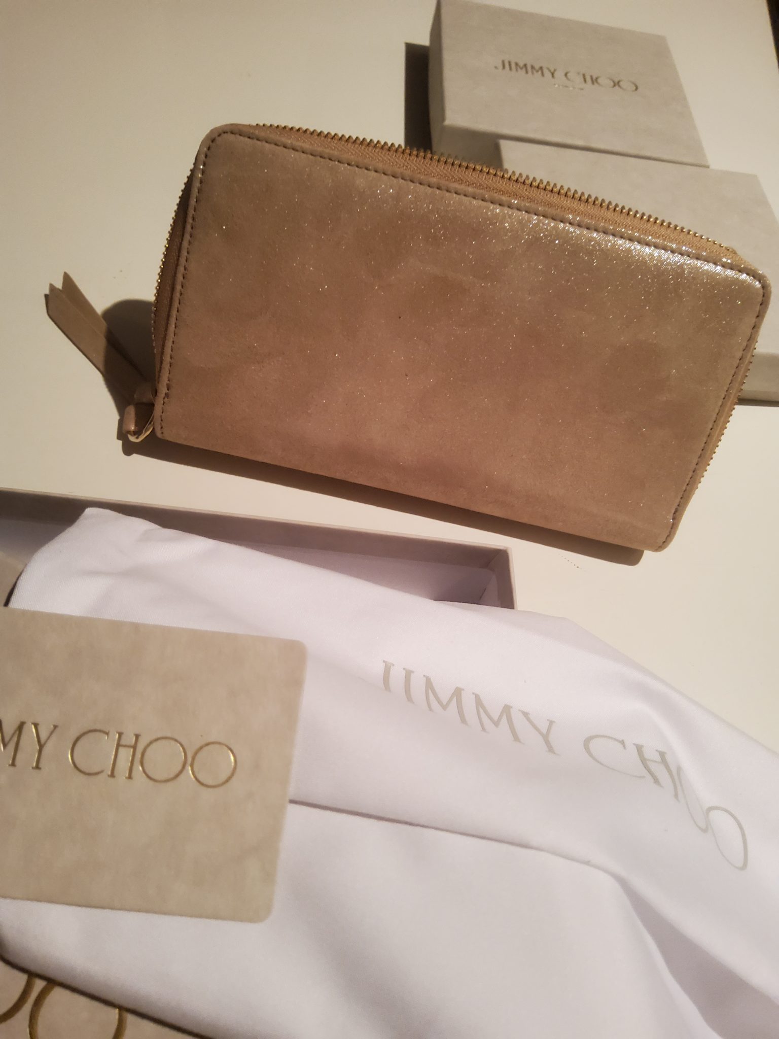Jimmy Choo Pippa Oslt Light Gold Wallet/Italian Authentic Jimmy Choo