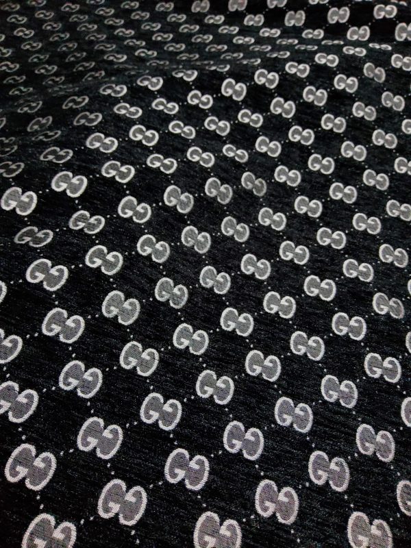 Gucci Velvet Silver Embroidery Logo Fabric/New Collection Gucci Fabric 2 ⋆ Rozitta Rapetti