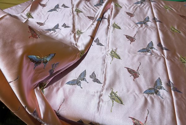 Valentino Italian Designer Fabric Silk Satin Butterfly Pattern