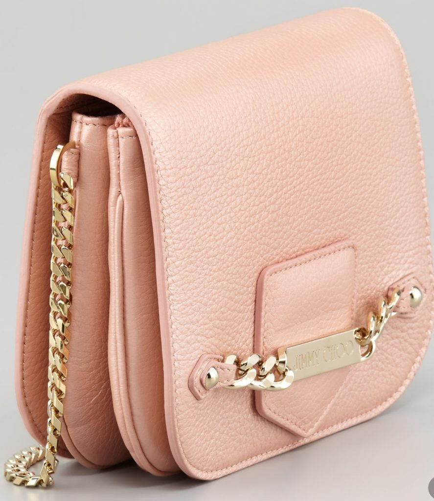 Jimmy Choo Shadow Grainy Pink Leather Crossbody Bag/Authentic NEW With