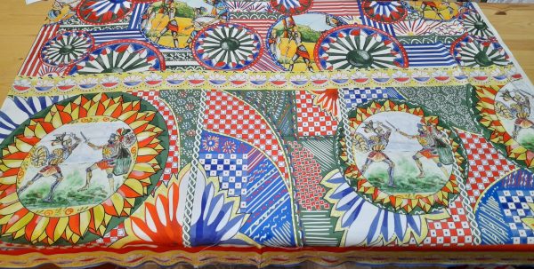 Exclusive Italian Designer Collection majolica Pattern Design based Knights symbols,silk fabric/135*140cm 2 ⋆
