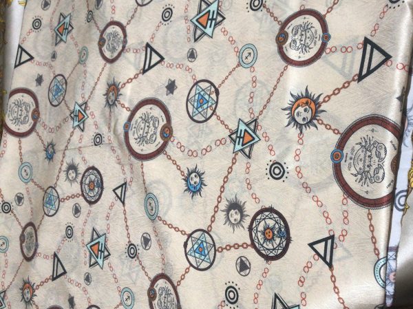 Exclusive Italian Silk Fabric depicting Astrology signs and Symbols "Art Meets Fashion " Collection 2 ⋆