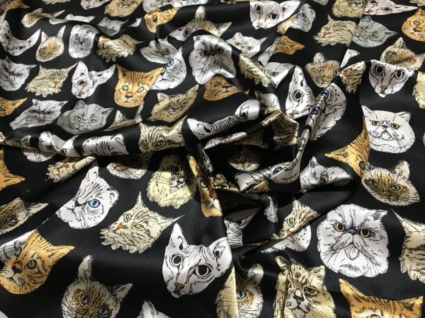 Fashion week cats pattern French Designers fabric