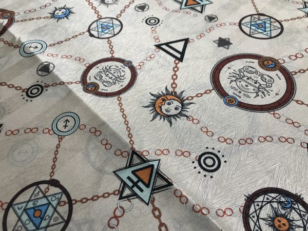 Exclusive Italian Silk Fabric depicting Astrology