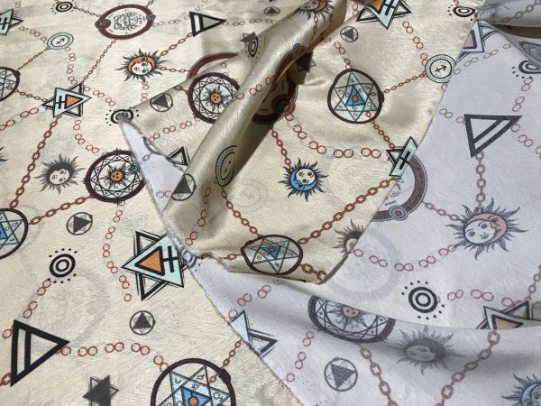 Exclusive Italian Silk Fabric depicting Astrology