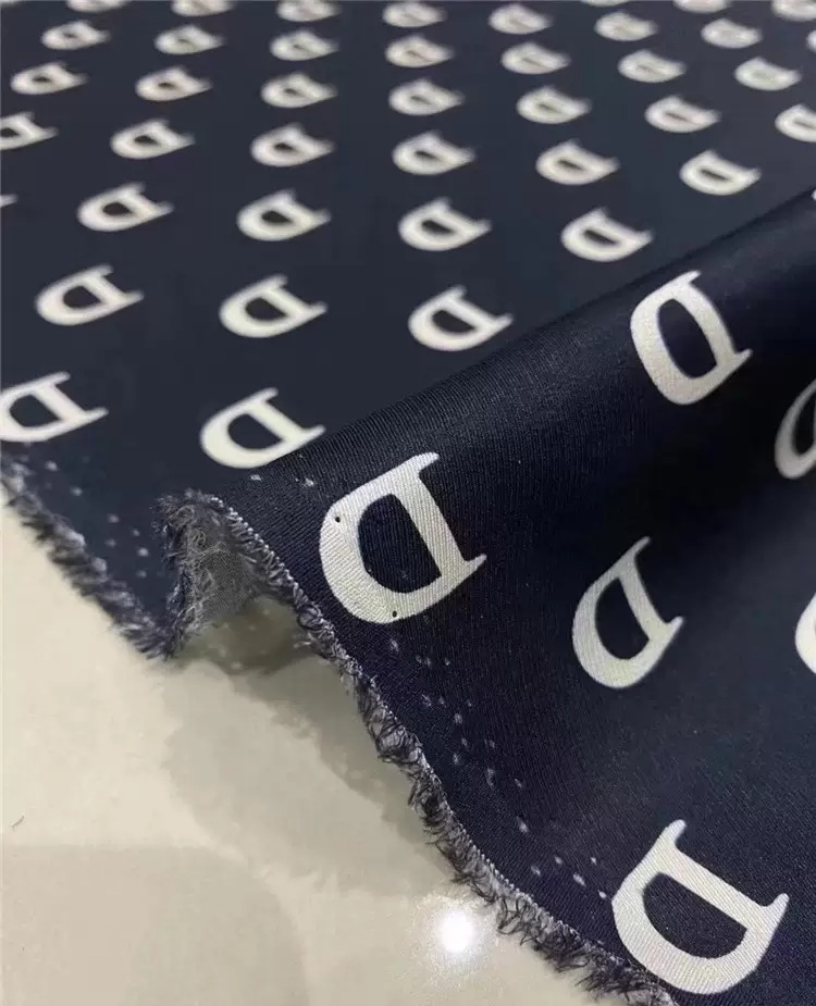 Dior Silk Stretch Fabric Dior Resort In Navy Blue Base And White D Logo ...