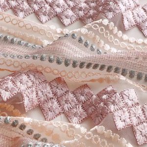 Alberta Ferretti silk gauze embroidery lace fabric