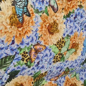 Alta Moda with digital inkjet with butterflies and flowers pattern Fabric