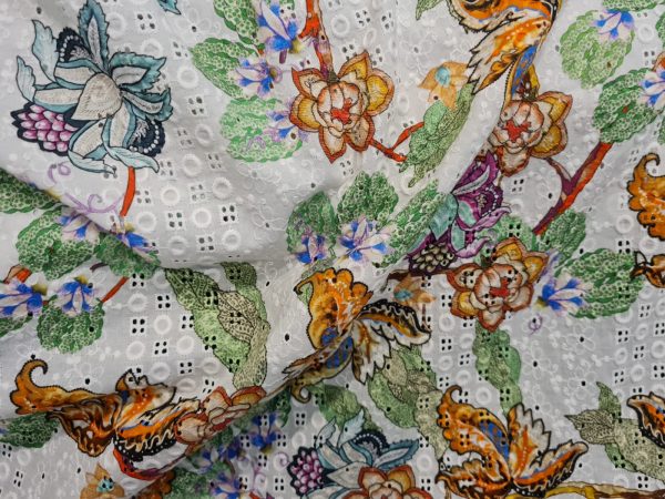 Zimmermann Cotton eyelets embroidered inkjet fabric from fashion week