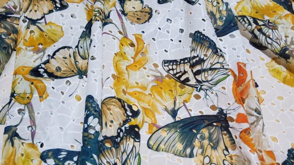 Zimmermann Cotton sangallo inkjet with butterflies on eyelets embroidered base