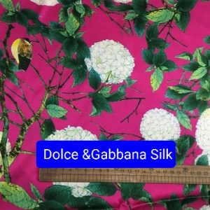 Italian Designer Silk Stretch satin Hydrangea design