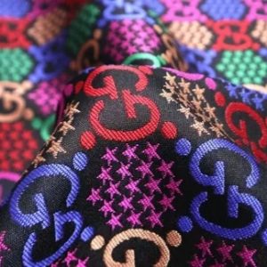 Gucci jacquard rainbow pattern multicolored fabric