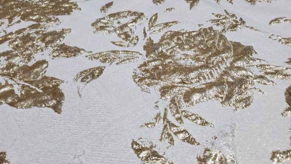 Italian Couture Gold thread organza embossed design jacquard