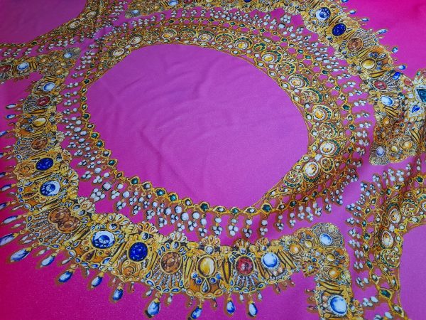 Etro panel silk stretch viscose in fuschia with jewellery design,very rare,Limited Quantity 2 ⋆
