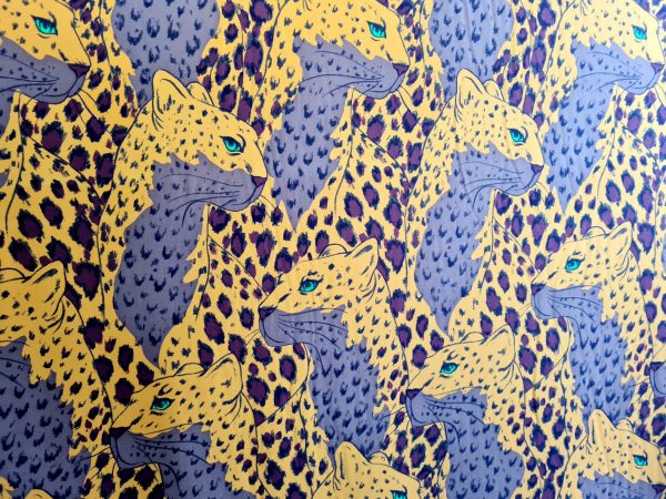 Gucci silk viscose stretch fabric with leopards