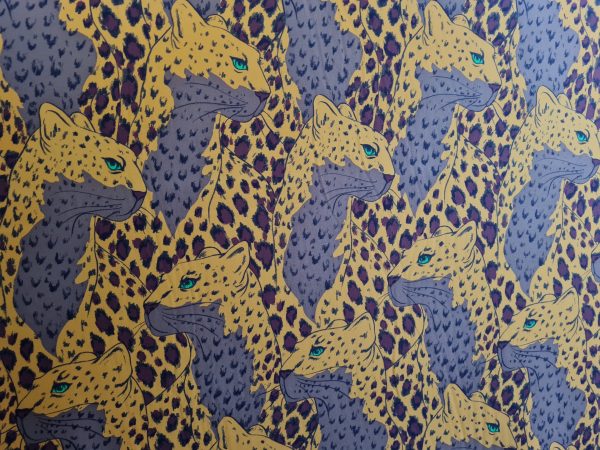 Gucci silk viscose stretch fabric with leopards