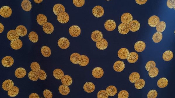 Versace silk polyester fabric with coins pattern