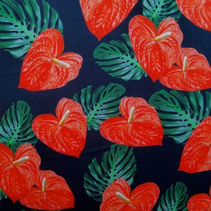 Leaves and Flowers Design cotton poplin Fabric