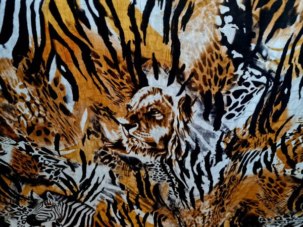 Versace Atelier Tiger and zebras print fabric Silk devore