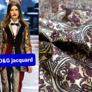 Italian Designer Jacquard gold yarn fabric