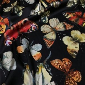 Italian Designer Fashion Week silk fabric with butterflies