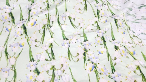 Italian Designer Silk stretch fabric with lily of the valley