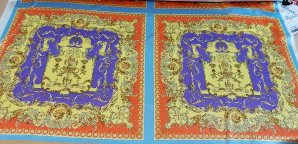 Versace Silk Stretch Fabric with Baroque design