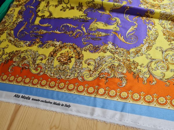 Versace Silk Stretch Fabric with Baroque design
