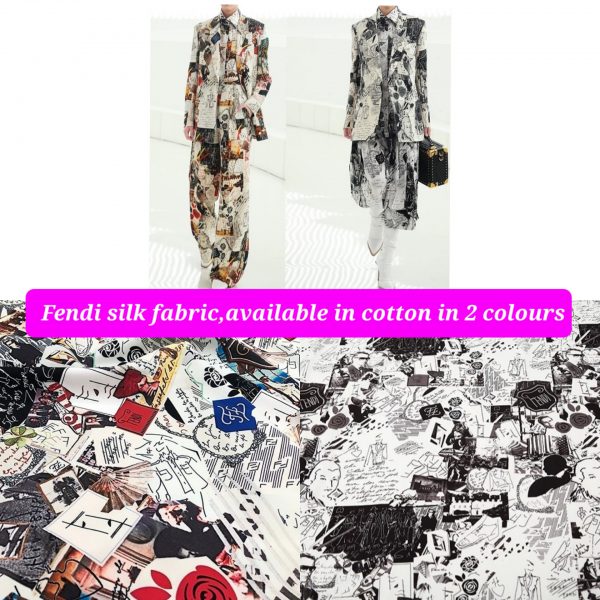 Fendi silk satin abstract design,2021 collection
