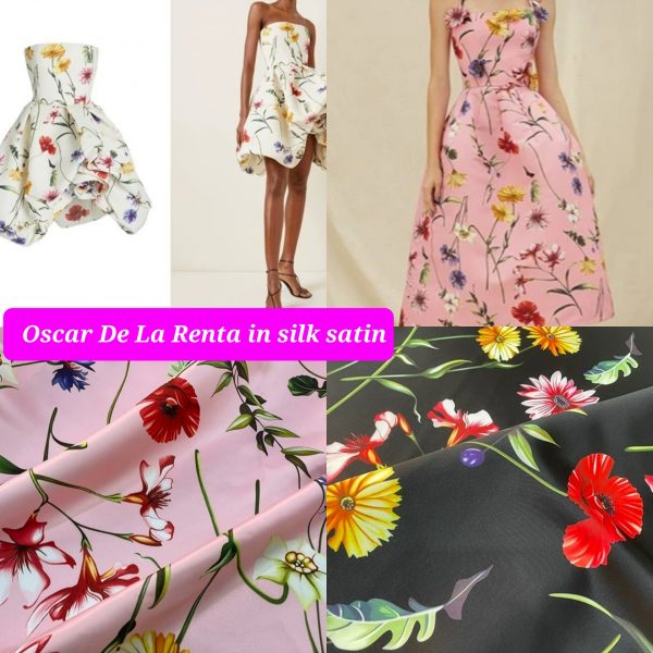 Oscar De La Renta silk fabric with flowers