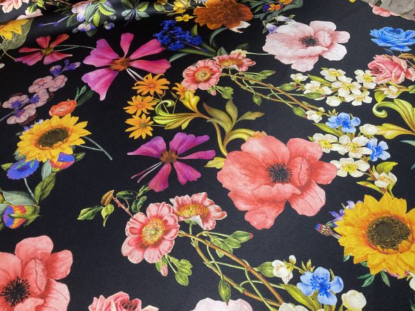 Exclusive Italian Silk Fabric with various flowers