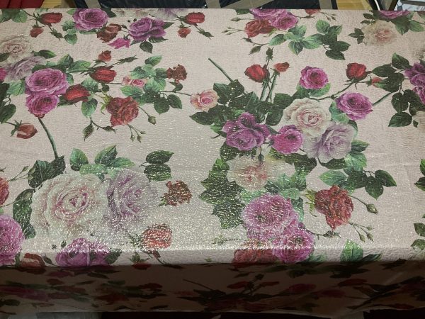 Italian Alta Moda Silk Lurex Jacquard with bright roses